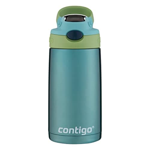 Contigo Kids Stainless Steel Water Bottle with Redesigned AUTOSPOUT Straw, 13oz, Green and Blue, Easy Clean, BPA Free - Image 1