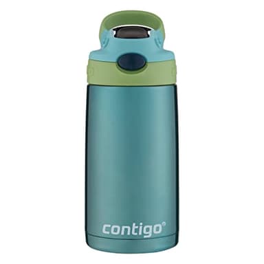 Contigo Kids Stainless Steel Water Bottle with Redesigned AUTOSPOUT Straw, 13oz, Green and Blue, Easy Clean, BPA Free - Image 1