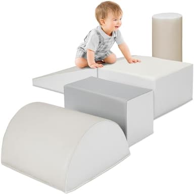 Best Choice Products 5-Piece Kids Climb & Crawl Soft Foam Block Activity Play Structures for Child Development, Color Coordination, Motor Skills - Neutral - Image 1