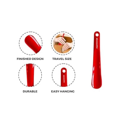 Footfoyer Long shoehorn that is comfortable to wear and has a handle is ideal for both men and women (Red(SNL)) - Image 2