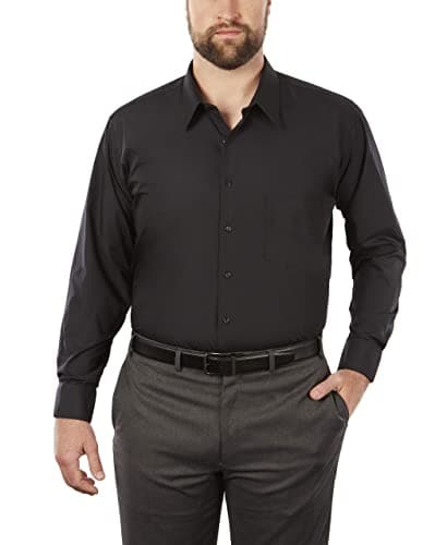 Van Heusen Men's Fit Dress Shirt Poplin Solid (Big and Tall), Black, 18.5" Neck 34"-35" Sleeve - Image 1