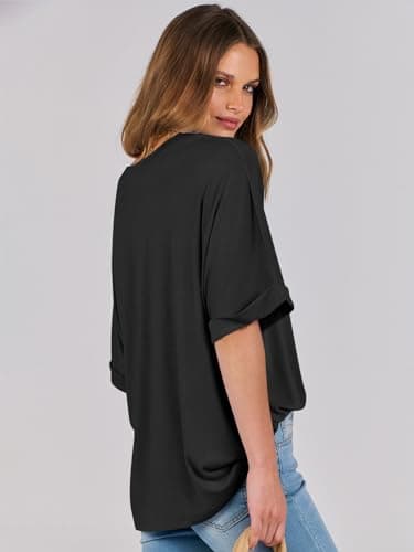 ANRABESS Womens Tops Oversized T Shirts Short Sleeve Crewneck Summer Casual Loose Basic Tee Shirt 2025 Trendy Fashion Clothes Black X-Large - Image 3
