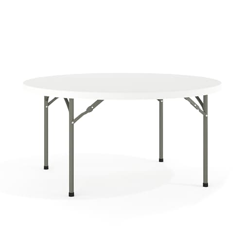 Flash Furniture 5' Round All-Occasion Plastic Folding Event Table for Parties and Trade Shows, Folding Banquet Table for Indoor/Outdoor Events, White - Image 1