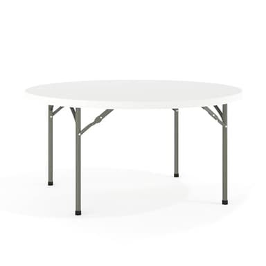 Flash Furniture 5' Round All-Occasion Plastic Folding Event Table for Parties and Trade Shows, Folding Banquet Table for Indoor/Outdoor Events, White - Image 1