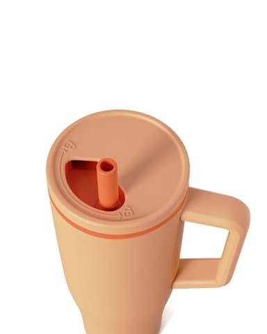 KISSKIND 40 oz Tumbler with Handle and Straw | Lumi Spin Hidden Straw 100% Leakproof Insulated Tumbler | Stainless Steel Water Bottle for Mom, Nurse, Teacher | Orange - Image 7