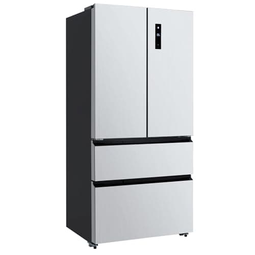PioneerWorks French Door Refrigerator, 4 Door Full Size Deep Freezer in Stainless-Steel, 18Cu.Ft Large Capacity Refrigerator, Digital Temperature Controls Auto Defrost Suitable for Home, Silver - Image 1