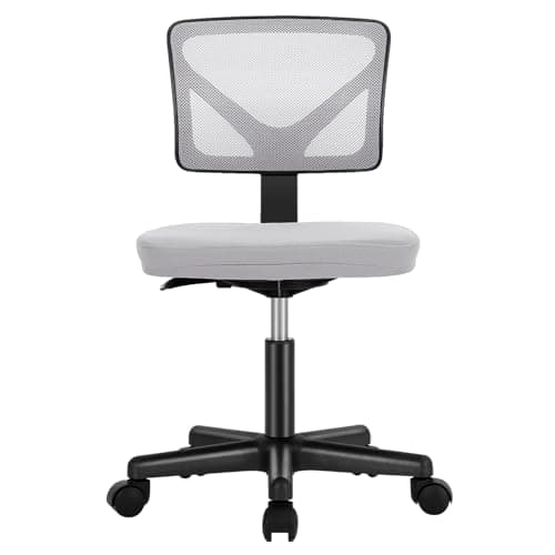 Sweetcrispy Office Computer Desk Chair, Ergonomic Low-Back Mesh Rolling Work Swivel Chairs with Wheels, Armless Comfortable Seat Lumbar Support for Home, Bedroom, Study, Student, Adults, Grey - Image 1