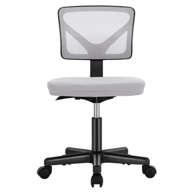 Sweetcrispy Office Computer Desk Chair, Ergonomic Low-Back Mesh Rolling Work Swivel Chairs with Wheels, Armless Comfortable Seat Lumbar Support for Home, Bedroom, Study, Student, Adults, Grey - Image 1