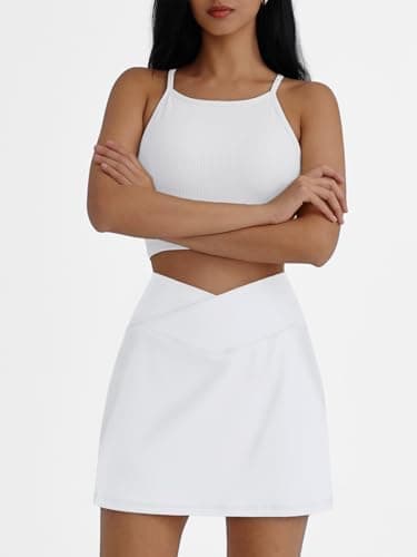 AUTOMET Womens Tennis Skirts with Shorts Underneath Mini Athletic Golf Skorts 2025 Workout Summer Outfits with Pockets White M - Image 4