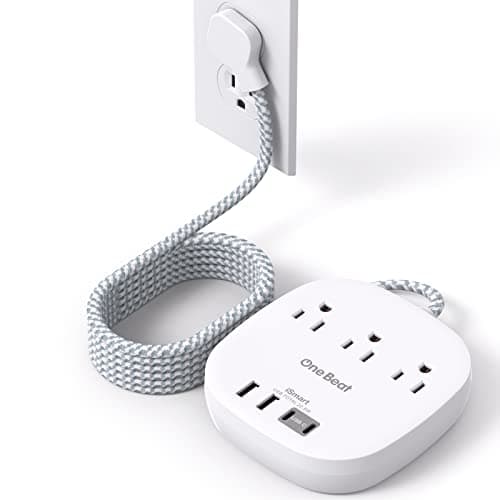10Ft Flat Plug Power Strip, Ultra Thin Extension Cord - 3 Outlets 4 USB Ports (2 USB C) Desktop Charging Station, Cruise Ship Power Strip with No Surge Protection for Travel, Dorm Room Essentials - Image 1