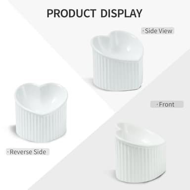 5.5 Inch Raised Tilted Cat Food Bowl, Elevated Ceramic Cat Bowl, Love Heart Shape, Slanted Pet Feeding Dish, Stress Free Feeder Bowl for Kitty, Small Cats, Protect Pet's Spine, 1 Pack - White - Image 2