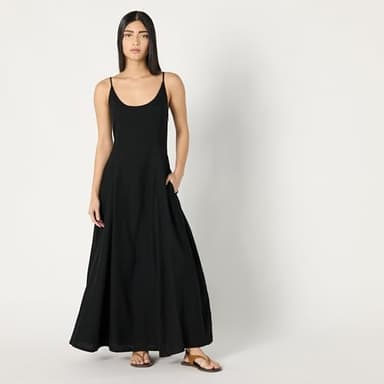 The Drop Women’s Luna Scoop Neck Linen Maxi Dress, Black, M - Image 4