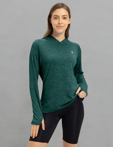 TBMPOY Womens UPF 50+ Sun Protection Hoodie Shirt Long Sleeve Fishing Hiking Outdoor UV Shirt Lightweight Blackish Green L - Image 9