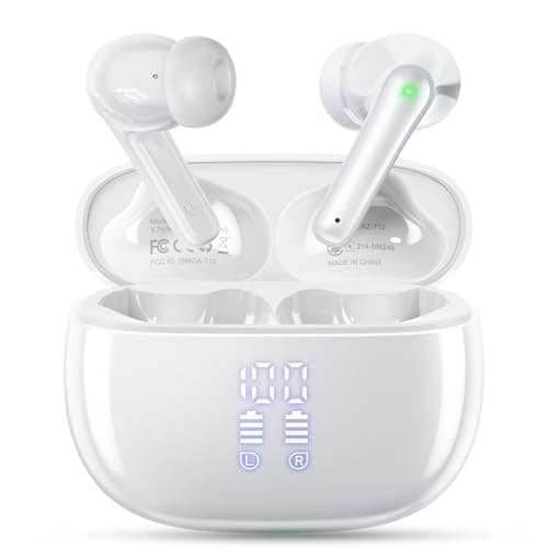 JGUG Wireless Earbuds, Bluetooth Ear Buds Headphones with LED Charging Case, Deep Bass Stereo Sound, 40 Hours Playtime, IP7, Lightweight in-Ear Earphones for iPhone Android Sports Workout - Image 1