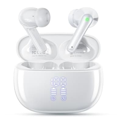 JGUG Wireless Earbuds, Bluetooth Ear Buds Headphones with LED Charging Case, Deep Bass Stereo Sound, 40 Hours Playtime, IP7, Lightweight in-Ear Earphones for iPhone Android Sports Workout - Image 1