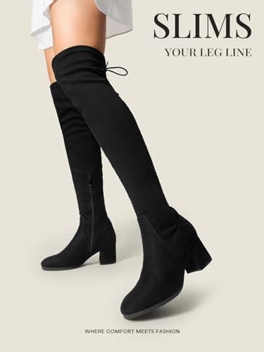 DREAM PAIRS Women's Laurence Over The Knee Thigh High Chunky Heel Boots Long Stretch Sexy Fall Boots,Size 8,Black,Laurence - Image 5