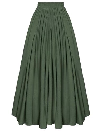 Scarlet Darkness Women Casual Maxi Skirt Flowy Bohemian Renaissance Long Skirts Olive Green XXL - Image 1