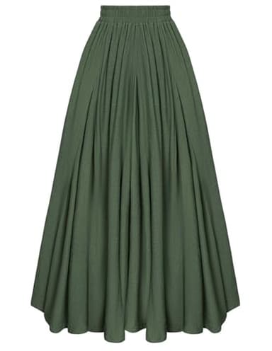 Scarlet Darkness Women Casual Maxi Skirt Flowy Bohemian Renaissance Long Skirts Olive Green XXL - Image 1
