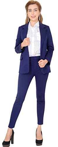 Marycrafts Women’s Two Piece Suits – Business Blazer Pant Suit Set for Work, Professional Outfit, Office Wear, Formal Business Attire 8 Navy - Image 4