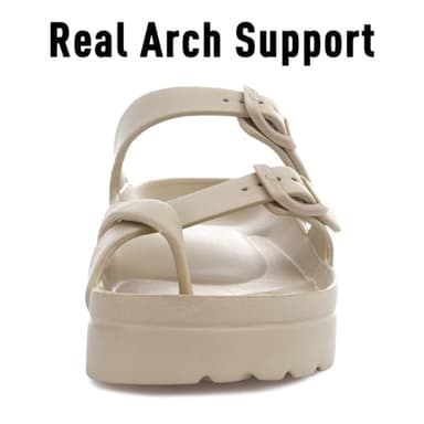 Goosecret Women's Platform Sandals with Arch Support Comfortable Foam Slides Summer Beach Sandals with Adjustable Buckle Nude, 37 - Image 4