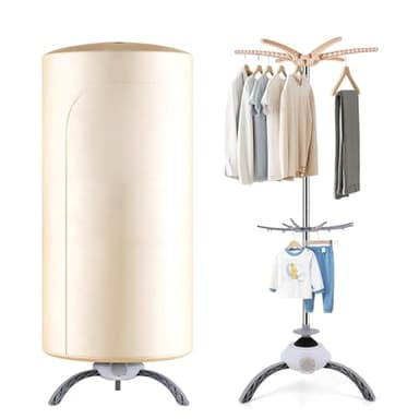 Portable Clothes Dryer Upgraded Large Capacity for Families,travel and apartments,Mini 900W Fast-Drying Machine for Skirts, Clothing and Shoes Quick & Easy-to-Use Foldable Compact Dryer(Beige) - Image 1