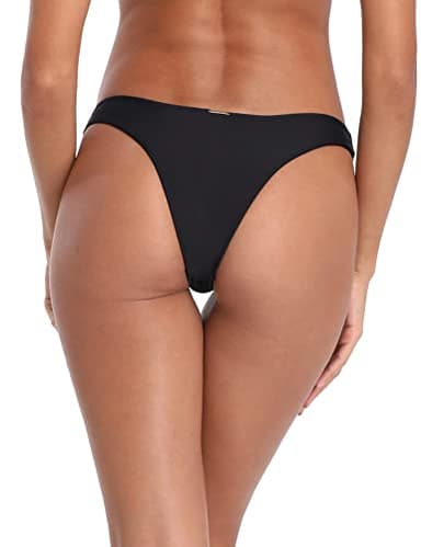 RELLECIGA Women's Black Super Cheeky Brazilian Cut Bikini Bottom Size Medium - Image 6