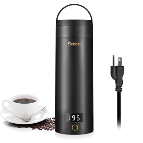 Sekaer Travel Electric Tea Kettle Portable Small Mini Coffee Kettle, with 4 Variable Presets, Personal Hot Water Boiler 304 Stainless Steel with Auto Shut-Off & Boil Dry Protection, SY-618B - Image 1