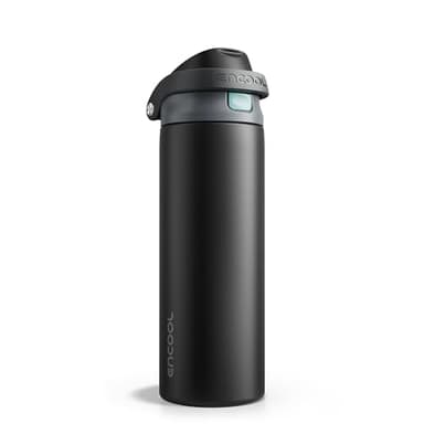 Encool Insulated Stainless Steel Water Bottle with Straw - Leak Proof Sports Water Bottle for School, Travel, Keeps Cold All Day, One-Touch Flip Lid, BPA-Free, 24 oz, Charcoal Gray - Image 1