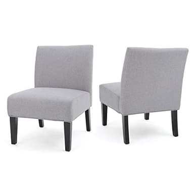 Christopher Knight Home Kassi Fabric Accent Chairs, 2-Pcs Set, Rubber, Light Grey - Image 1
