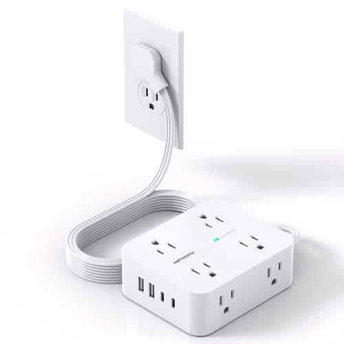 Surge Protector Power Strip, HANYCONY Extension Cord with Multiple Outlets, 5 Ft Ultra Thin Flat Plug 8 Outlets 4 USB Ports(2USB C), 1080J Outlet Extender for Home Office College Dorm Room Essentials - Image 1