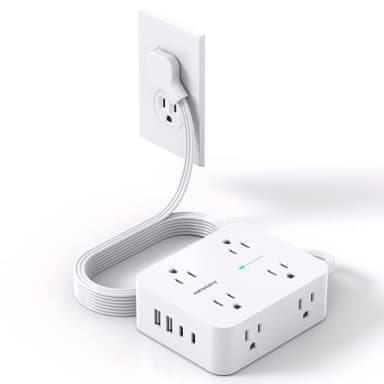 Surge Protector Power Strip, HANYCONY Extension Cord with Multiple Outlets, 5 Ft Ultra Thin Flat Plug 8 Outlets 4 USB Ports(2USB C), 1080J Outlet Extender for Home Office College Dorm Room Essentials - Image 1