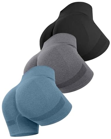 ATHVOTAR Workout Gym Biker Shorts Women: High Waisted Seamless Sports Running Butt Lifting Shorts Sets Black/Gray/Blue L - Image 1