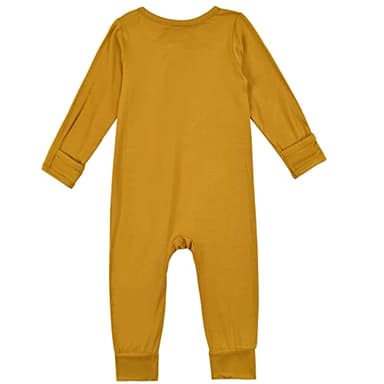 Aablexema Baby Footless Pajamas Zipper with Mitten, Rayon from Bamboo, Infant Long Sleeve Romper Pjs(Yellow,Newborn) - Image 2