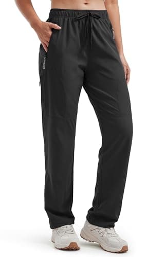 Libin Women's Hiking Pants 27" Lightweight Quick Dry Cargo Pants Casual Safari Work Travel Outdoor Clothes, Black XL - Image 1