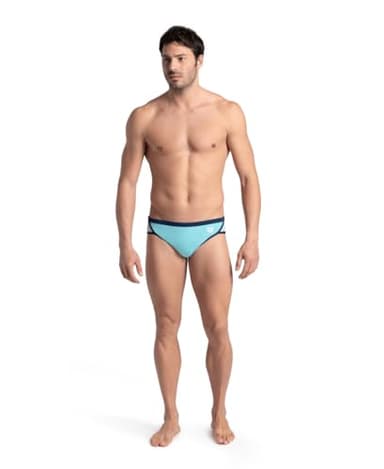 ARENA Men's Icons Swim Brief Solid MaxLife Athletic Swimwear Professional Training Swimsuit Trunk Sports Bathing Suit, Water/Navy, US Size 26 - Image 8