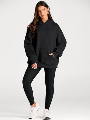 Trendy Queen Womens Oversized Hoodies Fleece Sweatshirts Fall Fashion Pullover Sweaters Winter Clothes 2025 Black M - Image 5