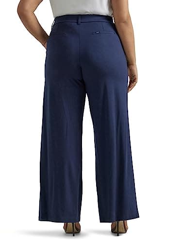 Lee Women's Plus Size Ultra Lux Comfort Any Wear Wide Leg Pant Emperor Navy 18 Plus Petite - Image 3