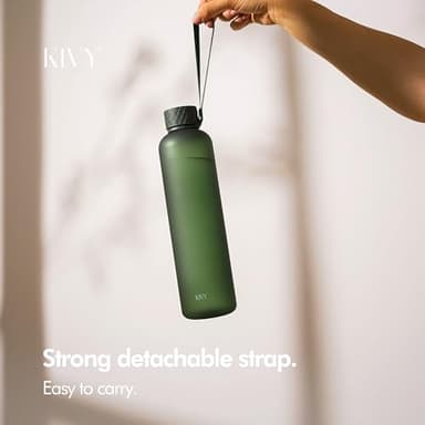 KIVY Slim Water Bottle 32oz [Lightweight & Shatterproof] Fits Backpack & Cupholder for Travel, Sports, School, Gym - Dark green water bottle no straw - Gym water bottle screw top - Dishwasher Safe - Image 2