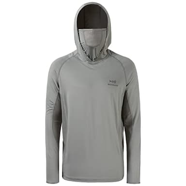BASSDASH UPF 50+ Men’s Long Sleeve Fishing Shirt with Mask UV Neck Gaiter Hoodie (Ash Grey, X-Large) - Image 2