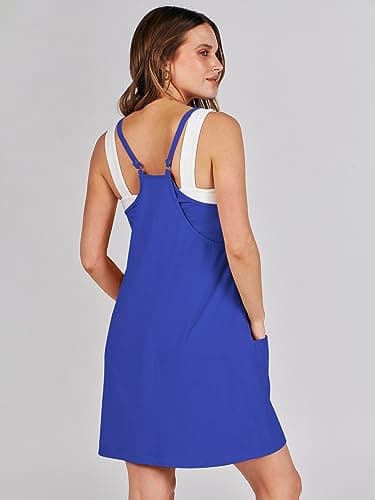 ANRABESS Women Athletic Dress Summer Tennis Workout Active Sports Mini Romper Dress Built in Shorts Travel Vacation Clothes Royal Blue Medium - Image 5