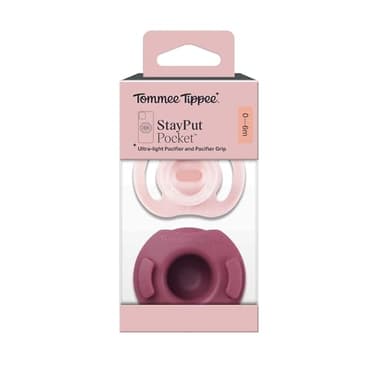 Tommee Tippee Limited Edition StayPut Pocket, Includes Ultra-Light StayPut Pacifier and Microwave Sterilizer Case, BPA-Free Silicone, 0-6 Months, Grape and Blush - Image 2