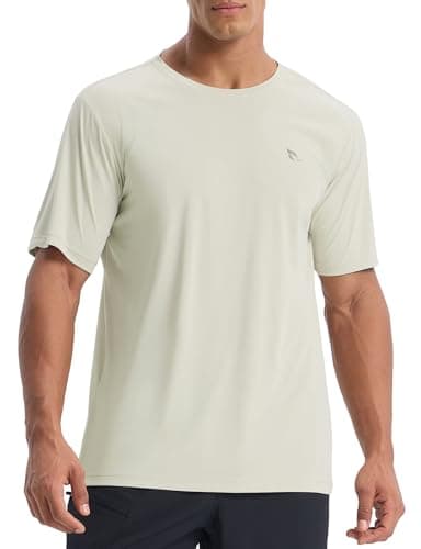 baleaf Men's UPF 50+ Sun Protection Shirts UV SPF Short Sleeve T-Shirts Rash Guard Quick Dry Lightweight Hiking Athletic Light Brown L - Image 6
