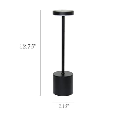 Simple Designs LD1083-BLK 12.75" Mushroom Magic Disc Dimming & Rechargeable Cordless 4-Way Touch Sensor Stick Desk Lamp, Black - Image 3