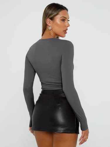 AUTOMET 3 Pack Womens Long Sleeve T Shirts Fall Fashion Basic Going Out Crop Tops Slim Fitted Winter Clothes 2025 Black White Gray S - Image 4