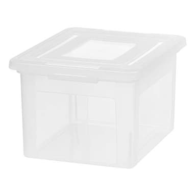 IRIS USA File Box, Plastic File Boxes With Lids, Document Organizer for Letter/Legal File, Document Box, Storage Bin For Hanging Files, Secure Latching Lid Stackable BPA-Free, Clear 35 Qt. 1 Pack - Image 8