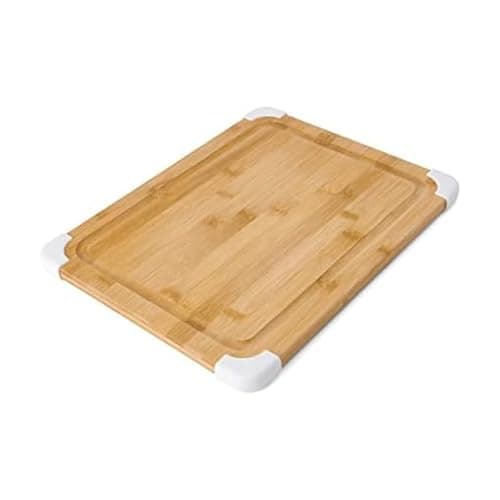 Farberware Nonslip Bamboo Cutting Board with Juice Groove, 11x14 Inch, White - Image 1