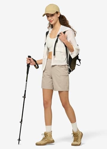 Willit Women's Shorts Hiking Cargo Golf Shorts Outdoor Summer Stretch Shorts with Pockets Water Resistant Khaki S - Image 5