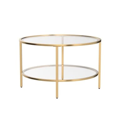 VINGLI Glass Coffee Table, 30" Round Champagne Gold Coffee Tables for Living Room,2-Tier Glass Top Coffee Table with Storage Clear Coffee Table,Simple & Modern Center Table Mesa de Centro para Sala - Image 5