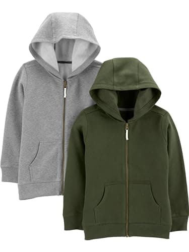 Simple Joys by Carter's Baby Boys' 2-Pack Full Zip Hoodies, Olive/Grey, 3T - Image 1