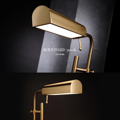 O'Bright Cedric Adjustable Pharmacy Floor Lamp - Industrial Design for Reading, Crafting, Work - 10W LED, Height 45-61 inches - Ideal for Living Room, Bedside, Office - Antique Brass (Gold) - Image 5